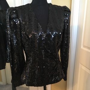 Sexy Black Sequin Jacket -Size 11/12 (fits small)